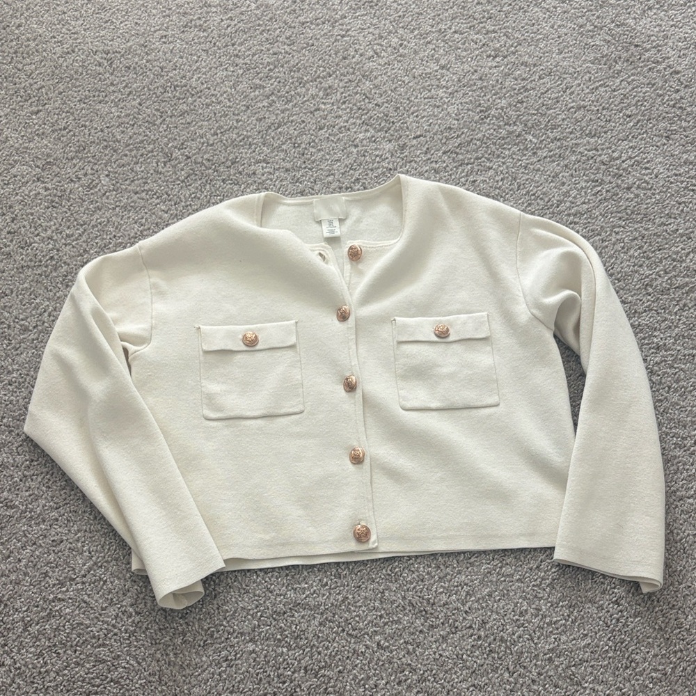 H&M Women's Cream Button-Up Jacket - Picture 5 of 6